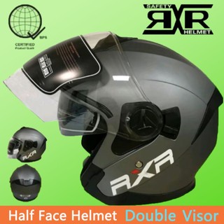 RXR HALF FACE HELMET MOTORCYCLE DOUBLE VISOR FREE SIZE GOOD QUALITY R065F-1 WITH BPS/ICC WITH BOX