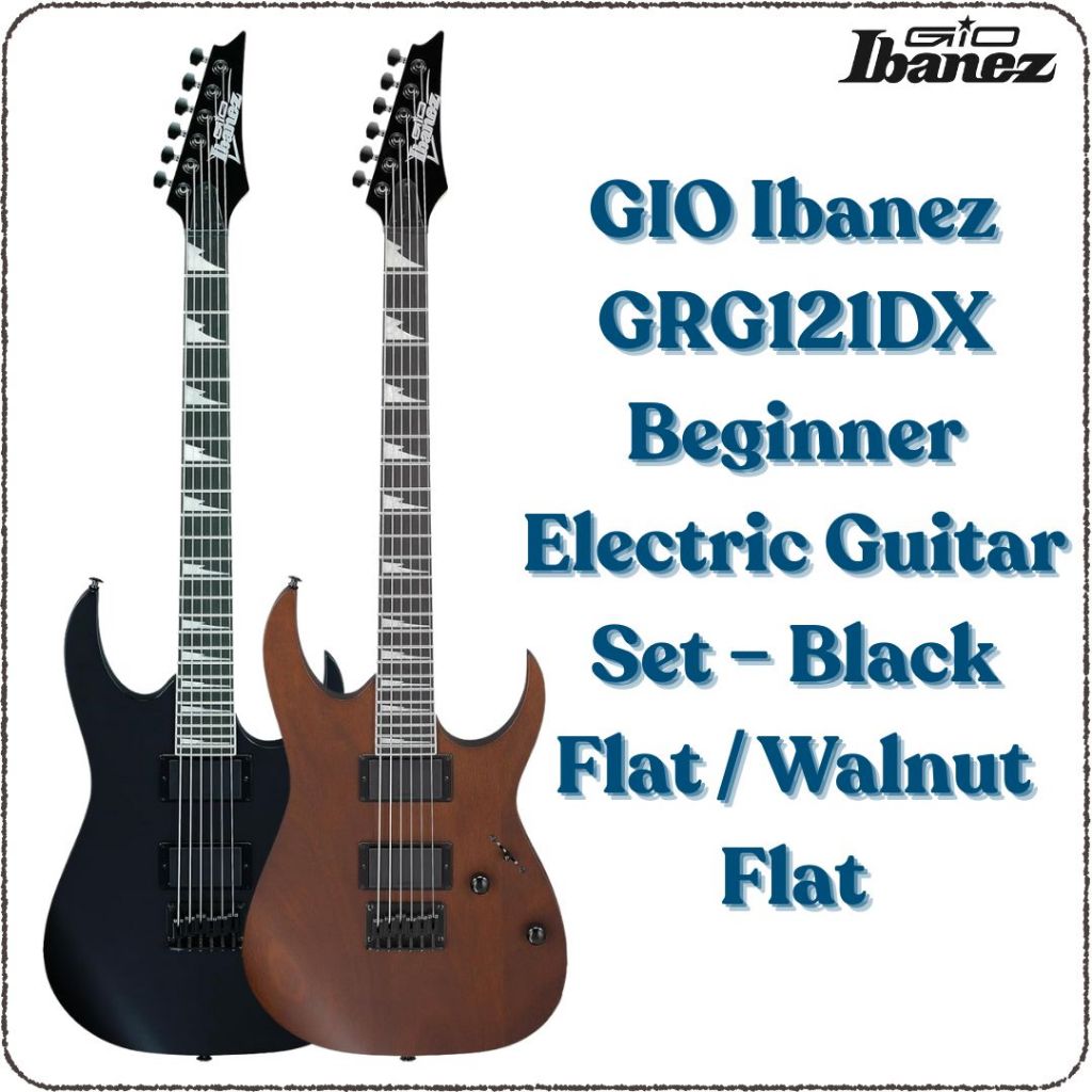 GIO Ibanez GRG121DX Walnut Flat & Black Flat Beginner Electric Guitar Set