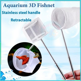 Aquarium Fish Net Retractable Stainless Steel Round and Square Net Fish Tank Cleaning for Easy Catch