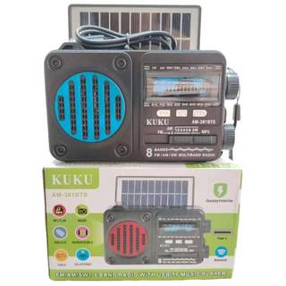 huayu KUKU AM-381BTS Solar Rechargeable Radio Emergency Light Bluetooth Radio FM AM USB/TF PLAYER