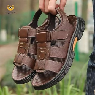 Men's Sandals Fashion Summer Beach Shoes For Men Thick Sole Anti Slip Genuine Leather Sandals Men