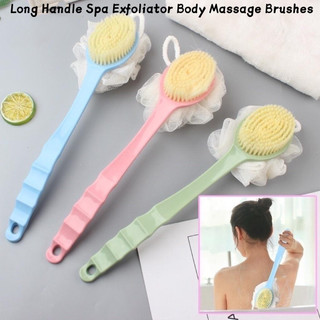 2in1 Sponge Long Soft Hair Bath Brush Doubleside Rub Shower Brush Back Scrubber Exfoliating Bathroom