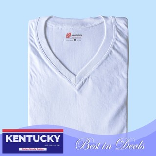 Plain White V-Neck T-Shirt by Kentucky for Adult and Kids Unisex