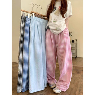 【BUY 1 TAKE 1】Women's Cotton Linen Plaid Casual Pants Elastic Waist Breathable Comfortable Loose