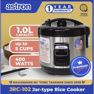 Astron JRC102 Jar Type Rice Cooker with Steamer - 1L | Premium Series | 3-4 Persons | 400W