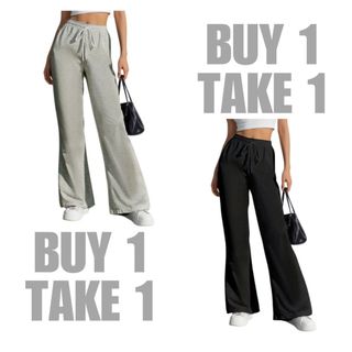 Buy 1 Take 1 KILY.PH Drawstring Highwaist Pants Flared Pants for Women without Pockets 7A0056