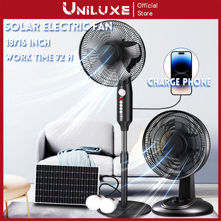 Uniluxe High-quality Solar Electric Fan 13/14/18/20Inch Rechargeable Charging Fan With Solar Panel