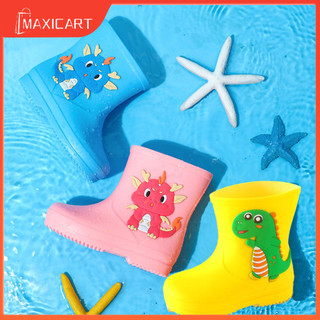 Maxicart Rain Boots for Kids Cute Dinosaur Anti-Slip and Water-Proof Student Rain Boots