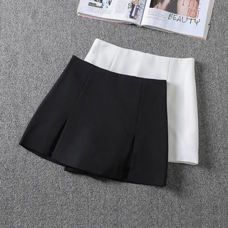 Korean High Waist Skirt Shorts for Women White Black Skirt With Slit Woman Mini Skirt Skort Palda