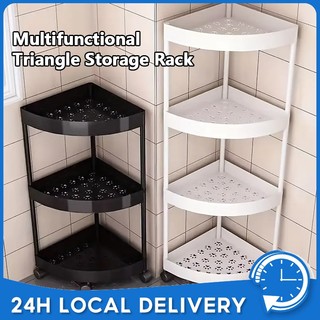 3-5 Layer Bathroom Corner Storage Rack With Wheel Trolley Cart Organizer Stainless steel Frame