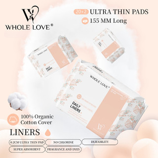 【WHOLE LOVE】150MM 20+2pcs Ultra Thin Daily Liners Pad Sanitary Pad Organic Cotton Care