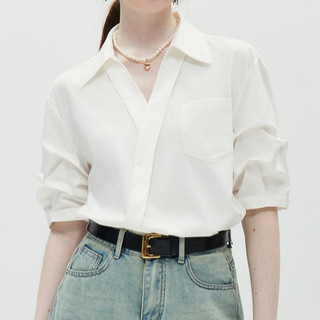 S-2XL Korean Plain Loose Blouse For Women Puff Sleeve V-Neck Shirt Office Top
