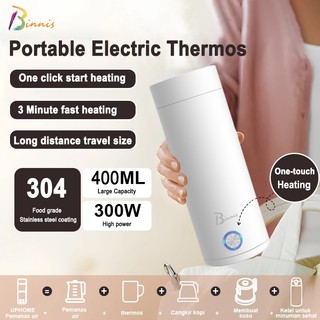 Binnis Portable Mini Electric Thermos Kettle 300W Heating Cup Stainless Steel Thermal Tumbler