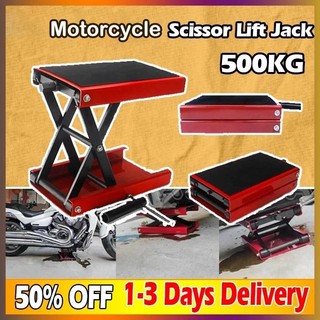 Hydraulic Motorcycle ATV Scissor Lift Jack Crank Hoist Stand with Saddle 1100 lbs Table Hoist Stand