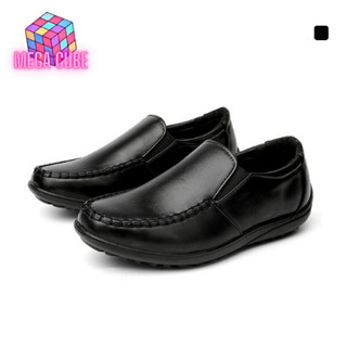 【M&C】 VOFOX Kids black shoes to school for boys leather light weight student shoes Size 26-41