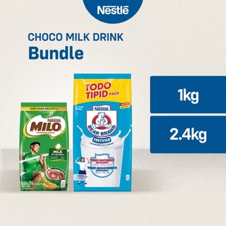 Milo Powdered Choco Malt Milk Drink 1kg + Bear Brand Fortified Powdered Milk Drink 2.4kg