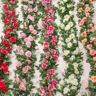 2.4M Artificial Rose Vine Flower Garland DIY Wall Hanging Bedroom Wedding Party Decoration