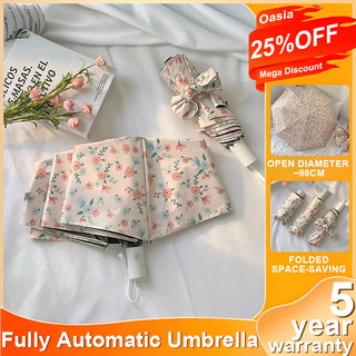 Oasia Floral Print Umbrella Folding Automatic With UV Protection For Rainy And Sunny