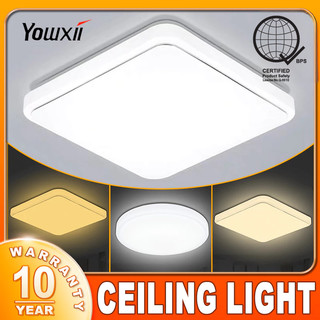 Yowxii Tri Color Ceiling Light Modern LED Room Lamp For Bedroom Living Room Kitchen Super Brightness