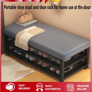 Home Indoor Shoe Stool With Soft Cushion Shoe changing bench Steel Shoe Rack Shoe Organizer