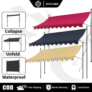 Patio Umbrella Sunshade - Hand Crank, Retractable Canopy, Rain Protection, Garden Parasol