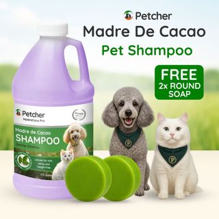 Petcher Madre De Cacao Pet Shampoo 1/2 Gallon with Free Soap for Dogs and Cats