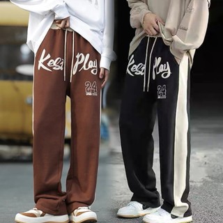 【BUY 1TAKE 1】Unisex Trendy Letter Print Colorblock Joggers Waffle Knit Casual Style