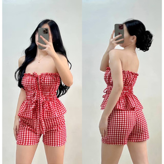 DBS CHELSEA Terno Coords Tube Top with Shorts Crepe Fabric SMALL to LARGE Casual Sexy Korean Summer