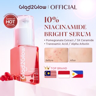 [10% Niacinamide]Glad2Glow Pomegranate Power Brightening Serum 5X Ceramide Tranexamic Fade Dark Spot