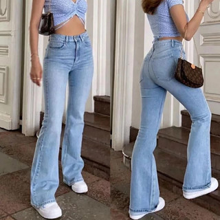 A.One Women's Stretchable Retro Style Flare Wide leg Jeans Fashion Style