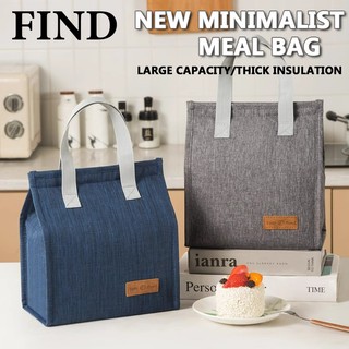 FIND Fashion Lunch Bag Portable Waterproof Thermal Insulation Canvas Lunch Box Storage Bento Bag