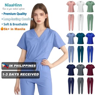 【S-XXL READY STOCK】Women Men Unisex Elastic Wrinkle Resistant Breathable Scrub Suit Set Doctor Nurse
