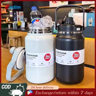 4000ml thermos pot stainless steel outdoor kettle large capacity hot and cold water cup with straw