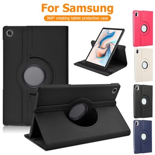 เคสหมุนได้ 360° For Samsung Tab A9 Plus 2024 A8 S9 S10 FE 12.4 นิ้ว S7 ฝาหลัง PC แข็งแบบตั้งได้พร้อมหนัง PU