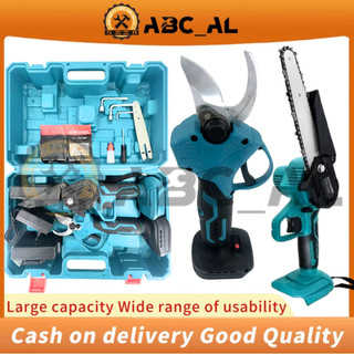 2IN1Cordless Electric Chain Saw Pruning Shears Secateur Branch Cutter Scissor WoodworkingTool