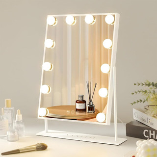 Hollywood mirror LED Bulbs Tabletop Makeup Mirror with 3 colors light Touch Screen Vanity Mirror
