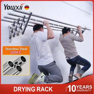 Yowxii Retractable Drying Rack Clothes Foldable Sampayan Stainless Steel Drying Rack Wall Mounted