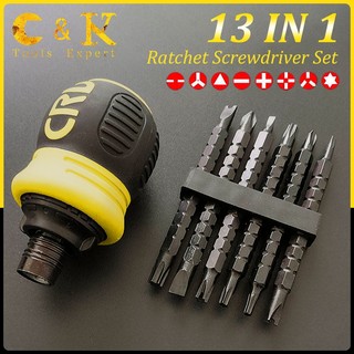 C&K 13 in 1 Ratchet Screwdriver Set S2 Steel Cr-V Multi-Func. Drill Philip Star Screw Driver CK03-05