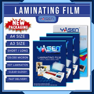 Yasen Laminating Film A4 | Short | Long | A3 125/250 Microns Hot Lamination (100 Sheets)