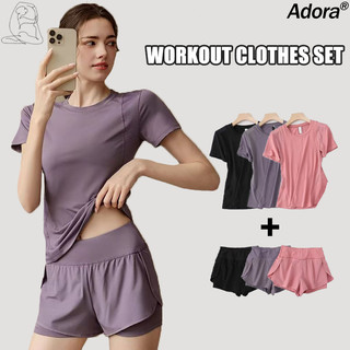 Yoga T-shirt And Shorts Two Piece Set Sports Shorts High Waist Workout Clothes Women Set Quick Dry