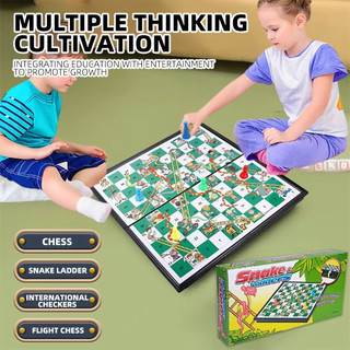 Snake and Ladder Board Portable Foldable Chessboard Desktop Game Family Game