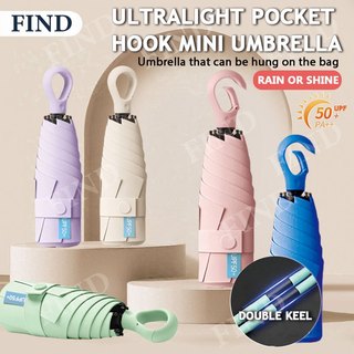 FIND New Ultra-Light Mini Umbrella with hook UV Protection Folding Umbrella sunny and rain