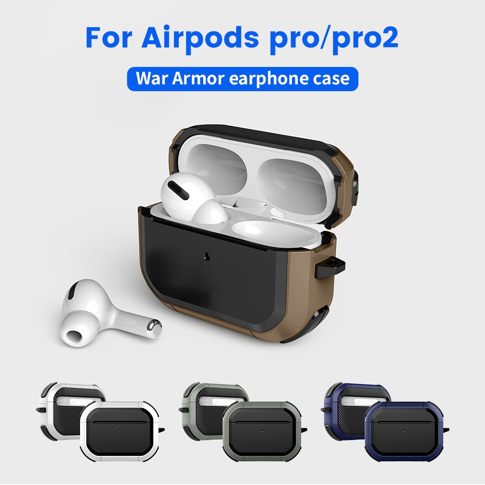 Case for AirPods Pro  Earbuds Shockproof Cover with Metal Hook & Wireless Charging