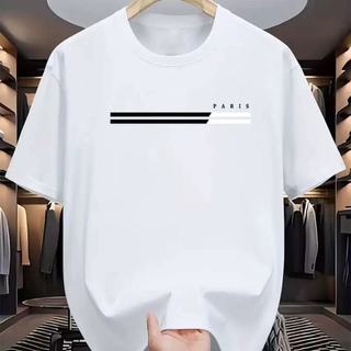 Men's Casual round Neck T-shirt Printed with Paris Letter Pattern Summer Short-Sleeved TopUnisex