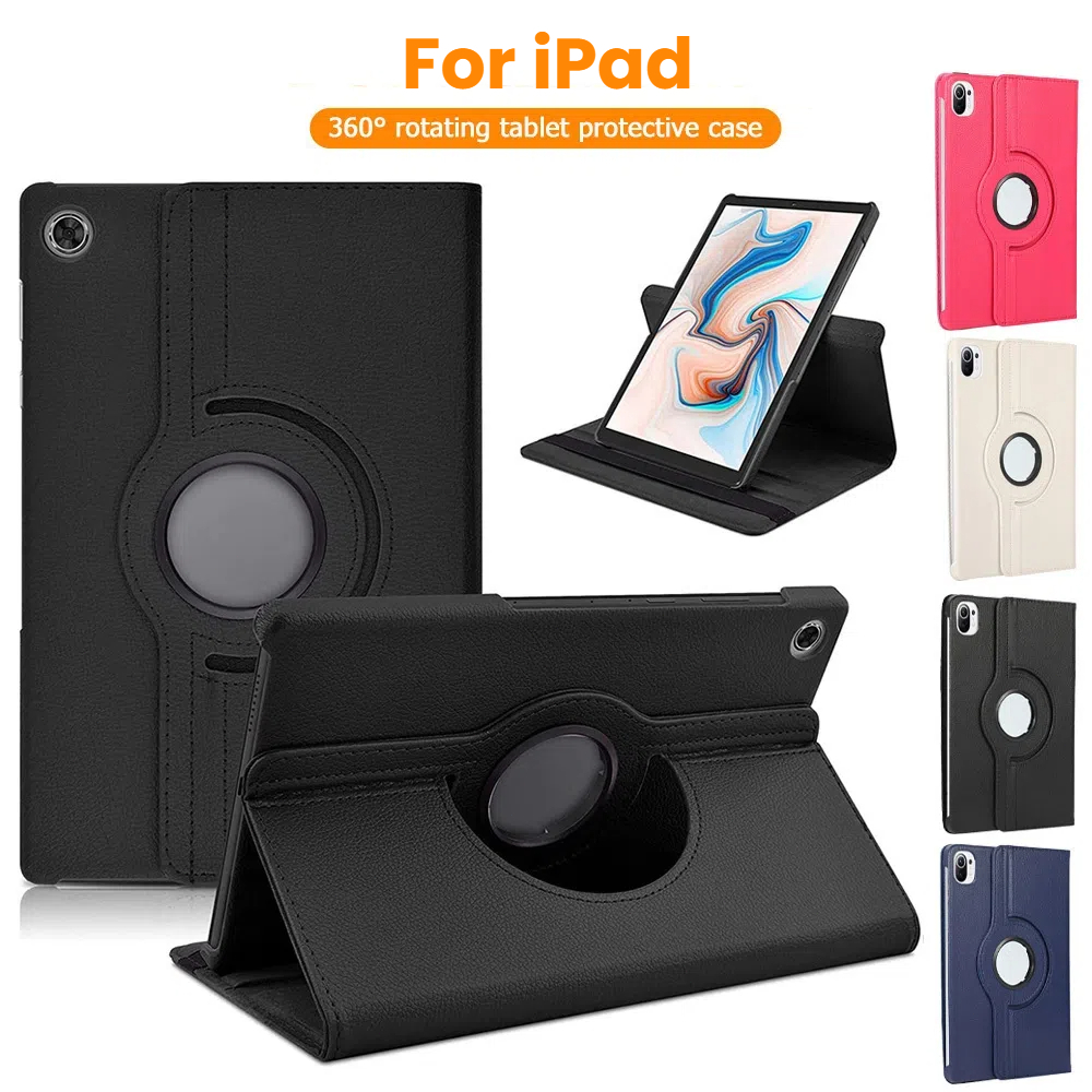 เคส For iPad Gen 11/10/9/8/7th Air4/5 Pro 11 หมุน 360° หลังแข็ง PC+หนัง PU ขาตั้งในตัว พับได้หลายมุม เปิด-ปิดอัตโนมัติ