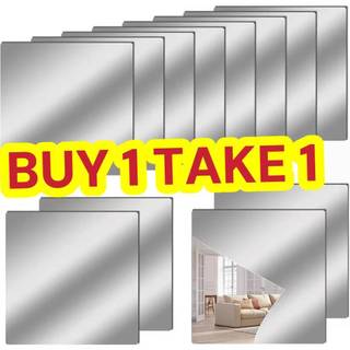 BUY1TAKE1 3d Square Mirror Wall Sticker/Self Adhesive Acrylic Reflective Square Soft Mirror Stickers