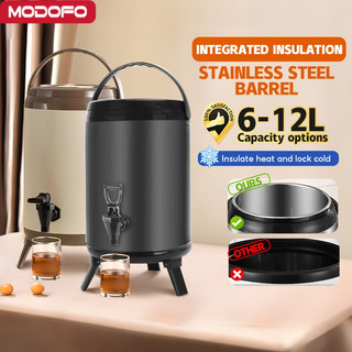 MODOFO Thermos Flask 12L Tea Barrel Milk Stainless Milk Tea Bucket With Faucet Barrel Insulation