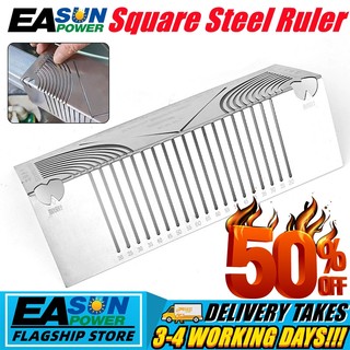 Stainless Steel Square Tube Folding Ruler, Arc Marking, Right Angle, Cutting Measuring Tool