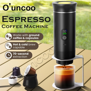 O'uncoo 3-in-1 Capsule Coffee Machine Portable Espresso Maker Compatible Capsules Ground Coffee