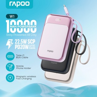 Rapoo W1 10000mAh Magnetic Powerbank 22.5W Super Fast Charging with Type-C Cable - Purple